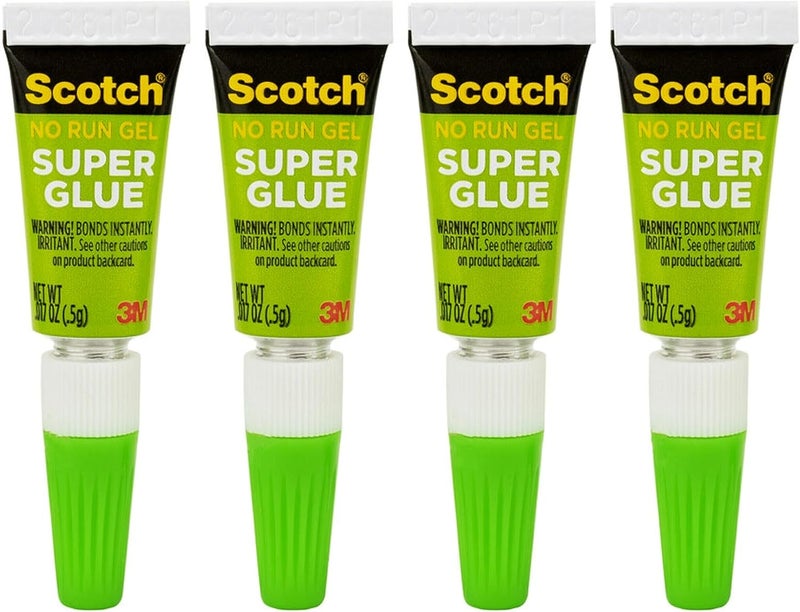 Scotch Super Glue Gel 0.017 oz (0.48gr.) per Tube Clear color, 4 tubes/pack - Image 2